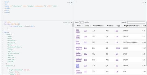 jsfiddle datatable.
